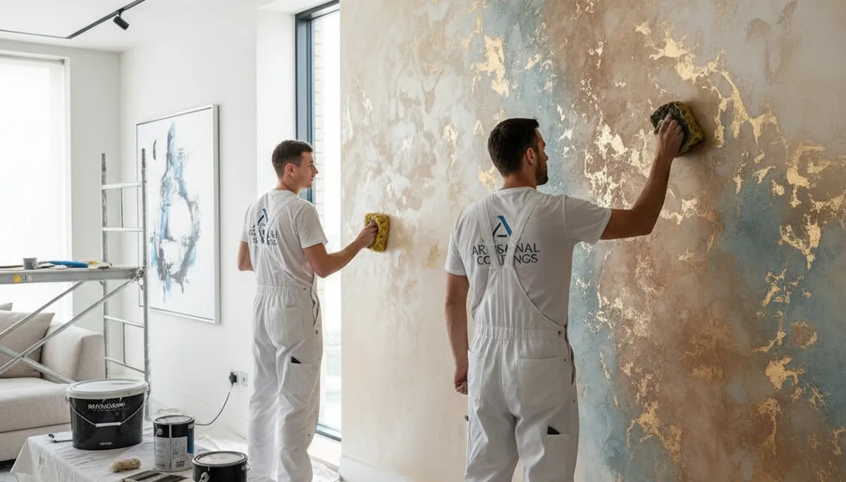 Professional faux painting finish on interior wall in Glendale, AZ by expert decorative painters