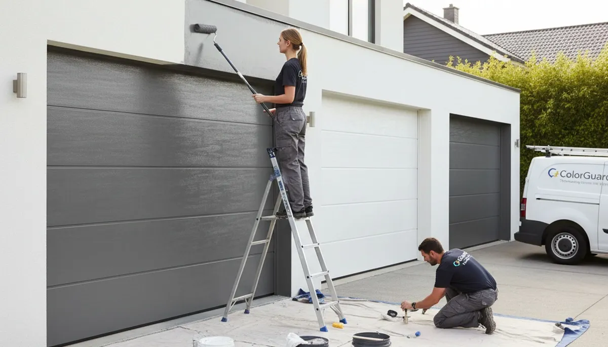Professional garage door painting in Glendale AZ with UV-resistant finish by expert house painters
