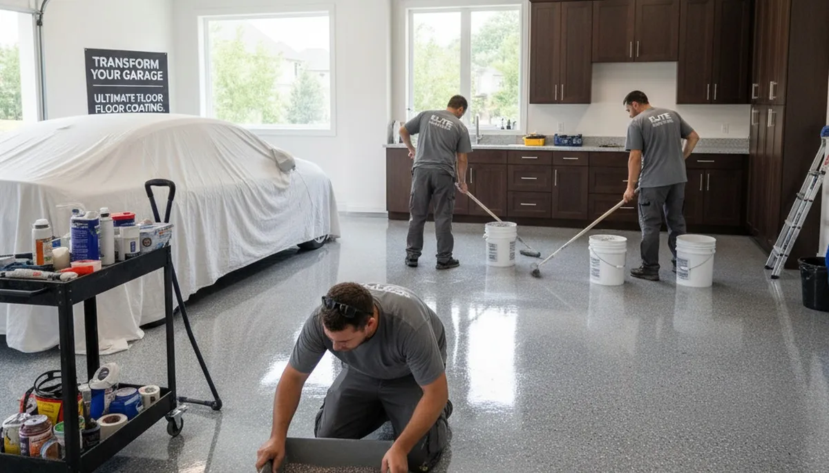 Epoxy garage floor coating in Glendale AZ with durable, heat-resistant finish by local painting experts
