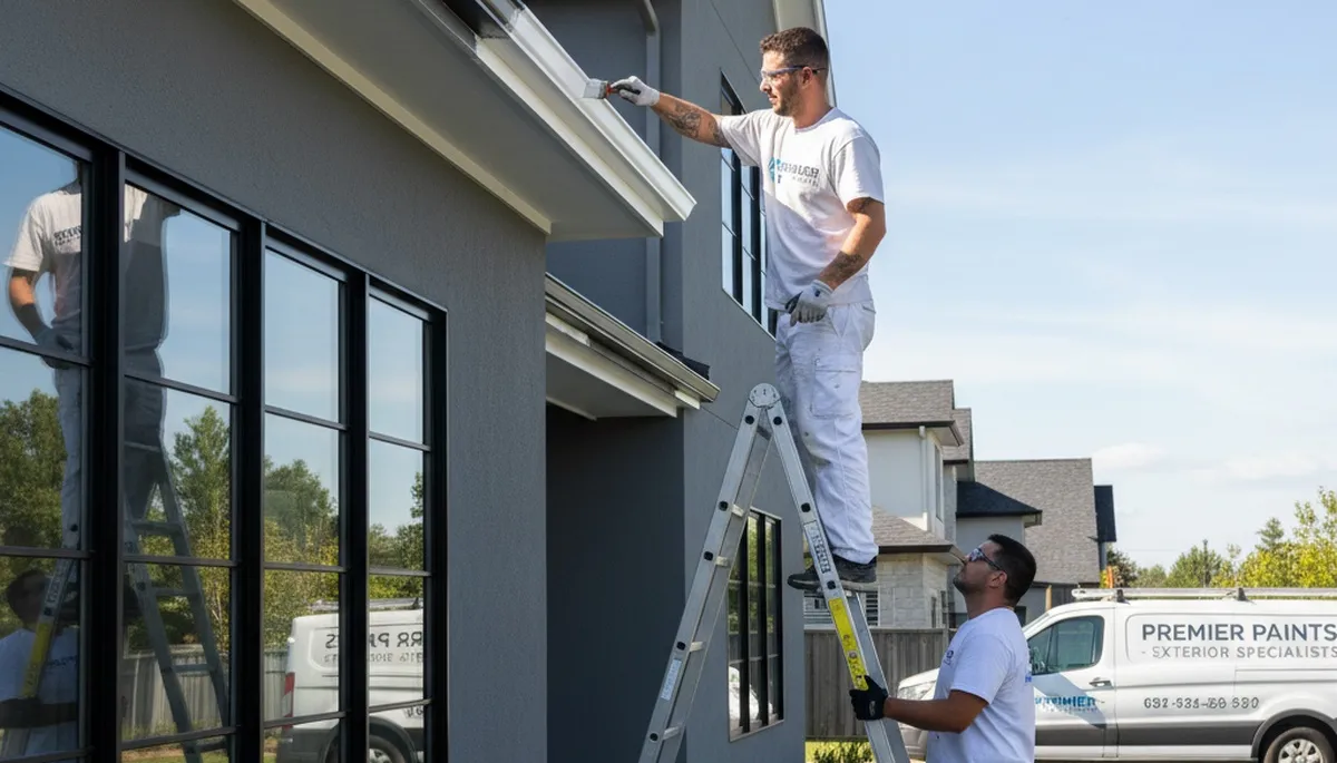 Professional gutter painting and restoration on a Glendale AZ home exterior by local painting experts
