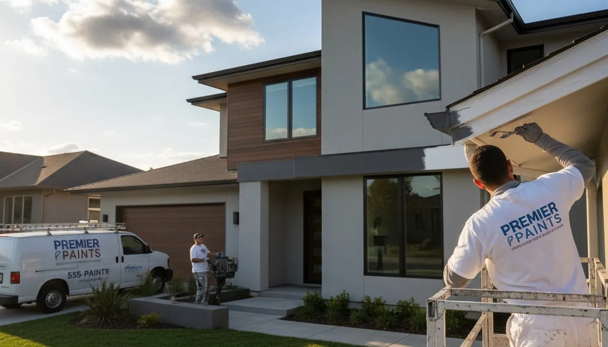 Professional gutter painting and restoration on a Glendale, AZ home exterior