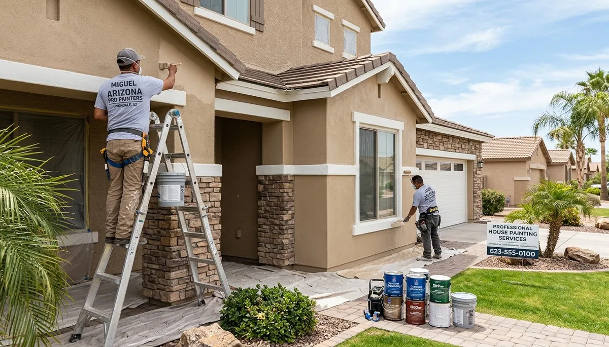 Professional house painters improving home exterior in Glendale AZ