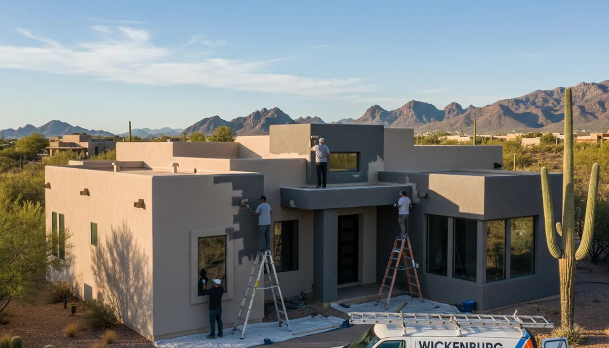 Professional house painters in Glendale, AZ providing exterior painting for a residential home