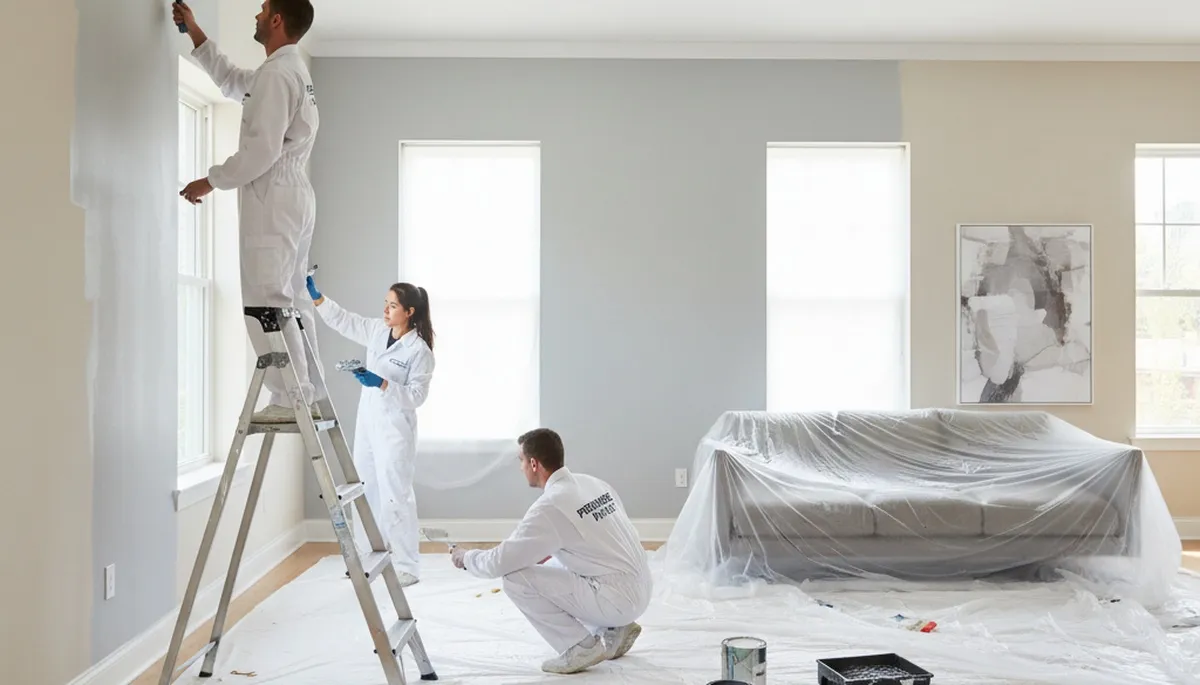 Professional interior house painters in Glendale, AZ applying smooth wall finish with quality paint