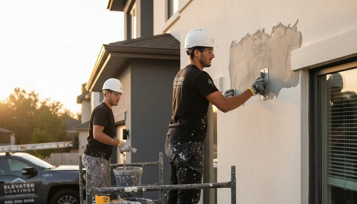 Professional stucco repair and crack restoration on Glendale AZ home exterior