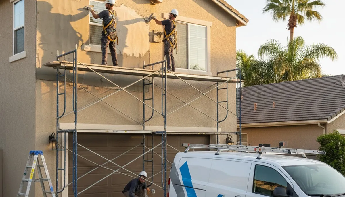 Professional stucco repair on Glendale AZ home exterior by expert local house painters