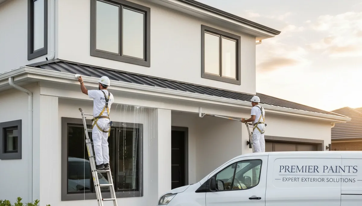 Professional trim and fascia painting on Glendale AZ home by expert house painters
